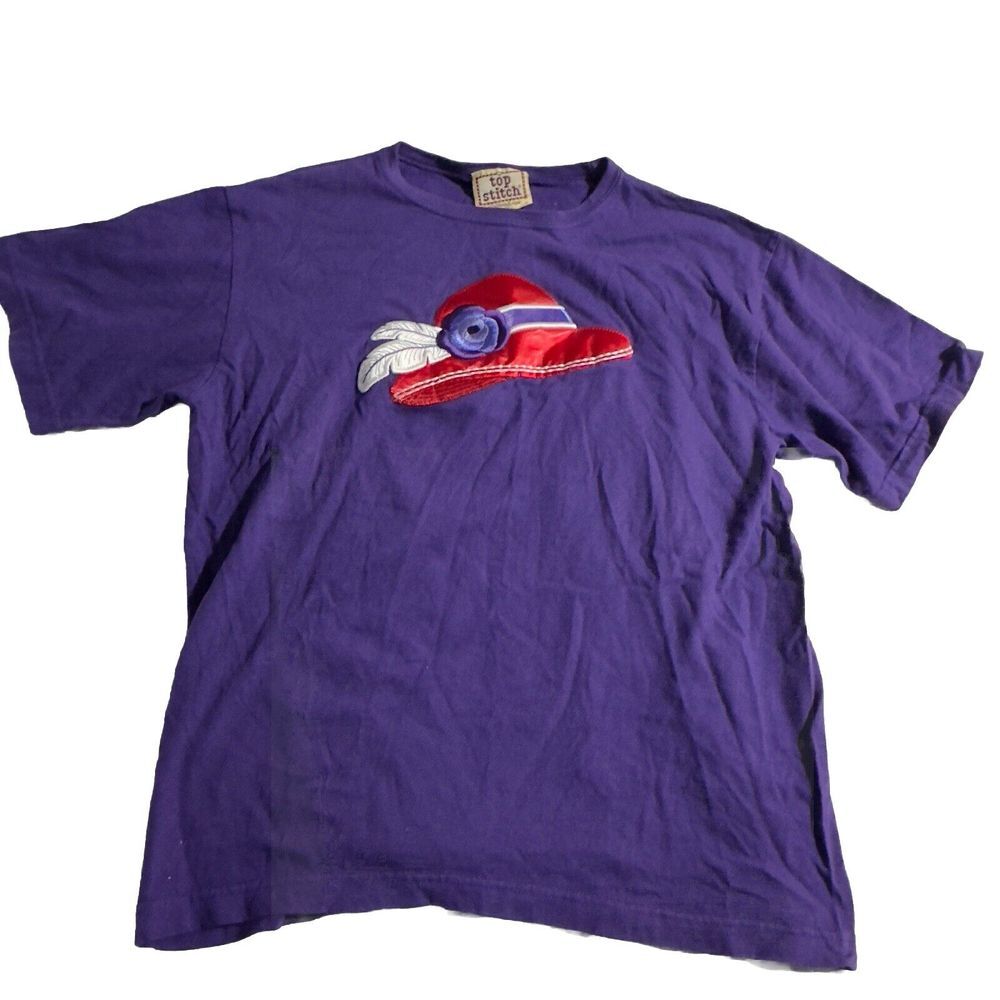 Red Hat Society‎ Purple Top Stitch Women's Short Sheeve T-Shirt Large USA Made